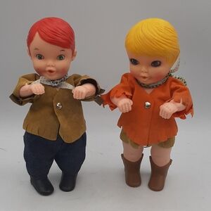 Vintage Sip Along Sam And Sally Dolls by TOLTOYS 1972 of General Mills 6 1/4 in